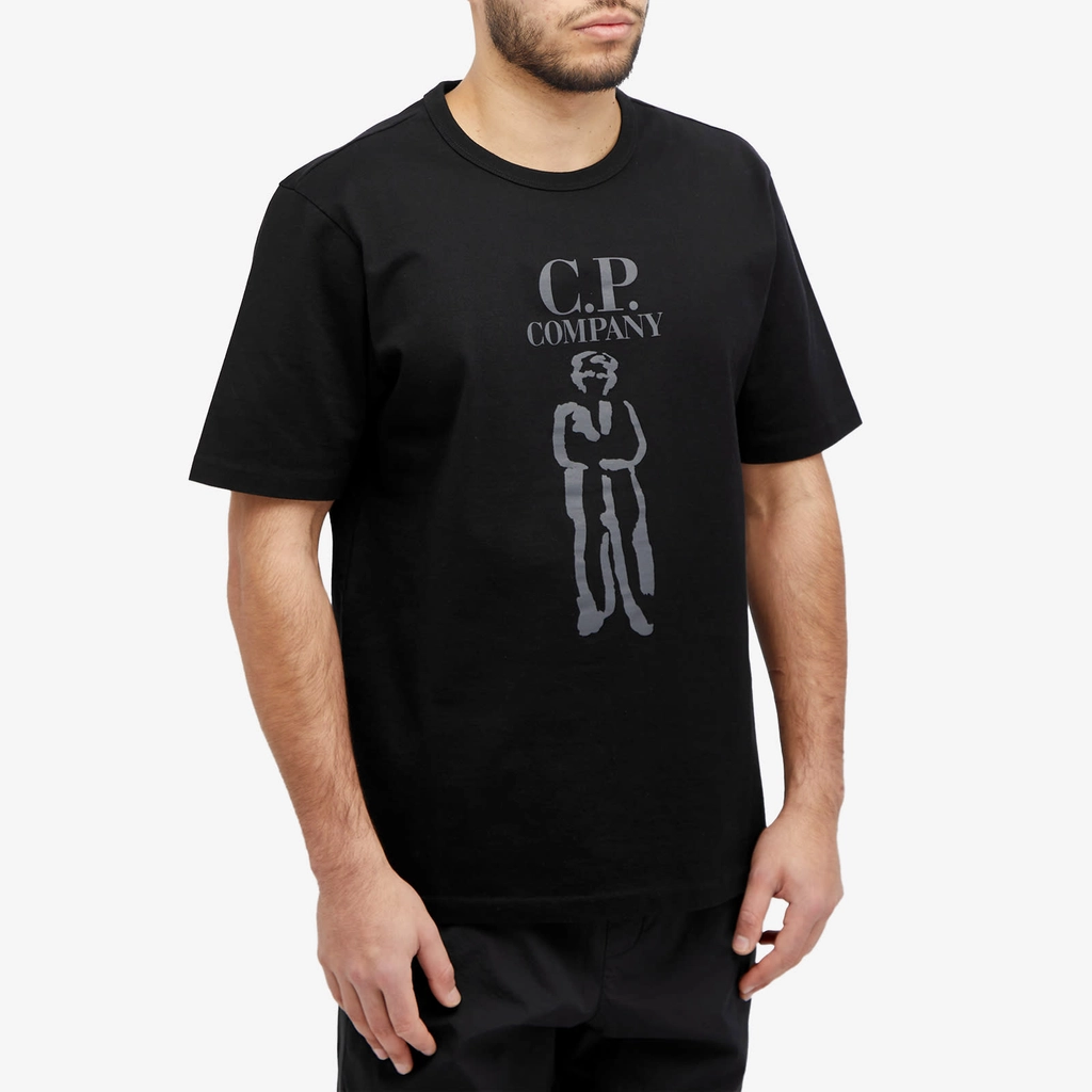 CP Company Men's 30/2 Mercerized Jersey Twisted British Sailor T Black